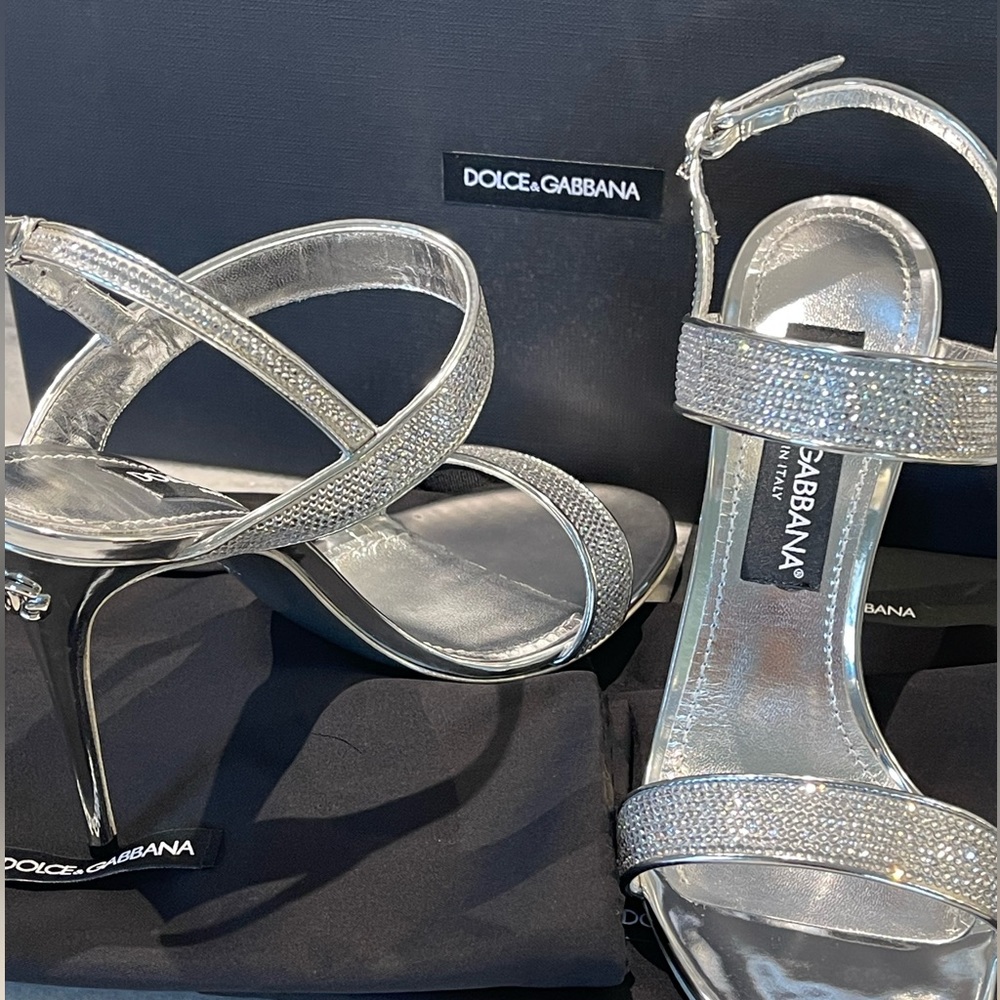 ‼️SOLD‼️DOLCE&GABBANA KIM heels sandals with fusible rhinestones, NWT - Picture 7 of 15